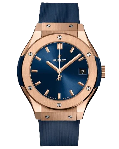 Премиальная реплика Hublot Classic Fusion 581.OX.7180.RX, на синем каучуке