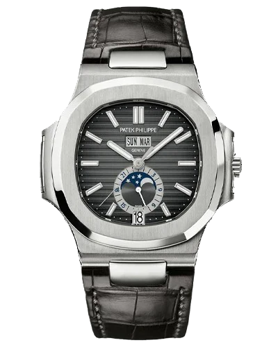 Премиальная реплика Patek Philippe Nautilus Annual Calendar 5726A-001, на кожаном ремешке