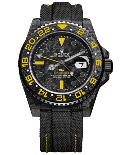 Премиальная реплика Rolex GMT-Master II DiW Custom Carbon Dark Yellow