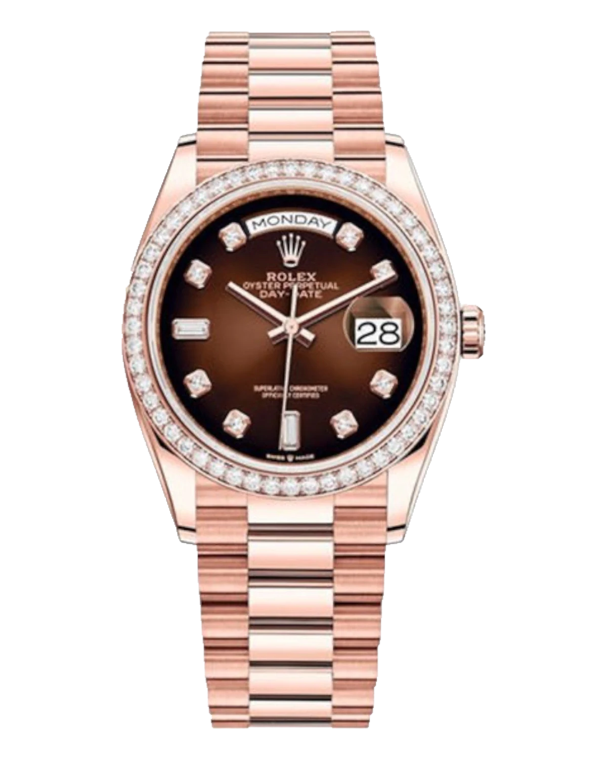 Rolex Day-Date Ladies Brown ombre set with diamonds 128345RBR
