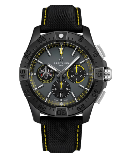 Премиальная реплика Breitling Avenger B01 Chronograph Night Mission Bloodhounds SB01472A1B1X1, серый циферблат и жёлтые акценты