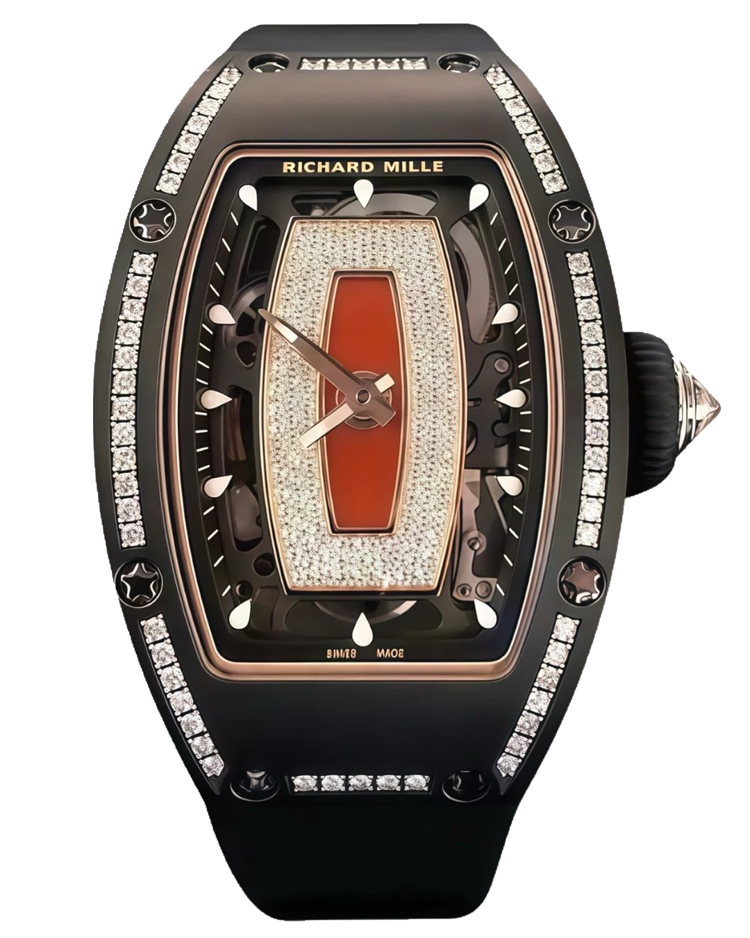 Richard Mille RM07-01 Black Ceramic 1 Row Diamonds (Red Lips)