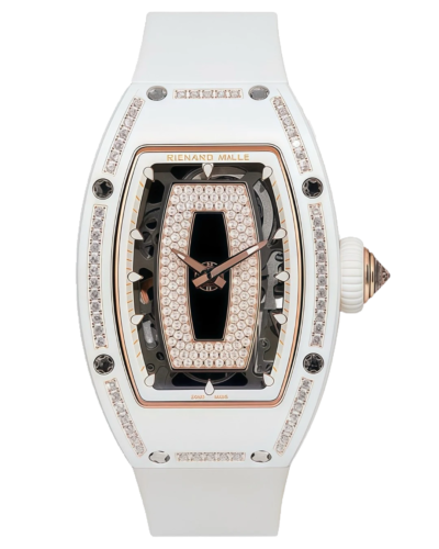 Премиальная реплика Richard Mille RM07-01 White Ceramic 1 Row Diamonds (Black Lips)