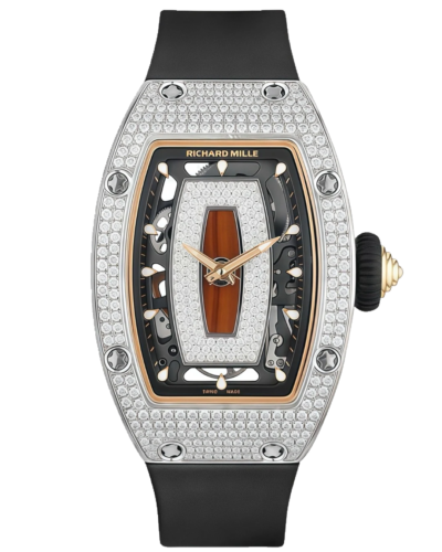 Премиальная реплика Richard Mille RM07-01 Full Set Diamonds (Red Lips), серебристый безель с фианитами