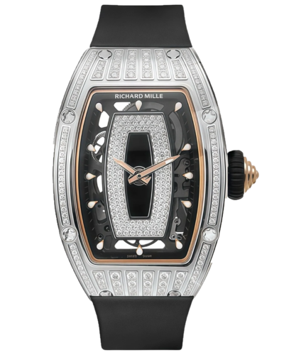 Премиальная реплика Richard Mille RM07-01 Medium Set Diamonds (Black Lips), серебристый безель с фианитами