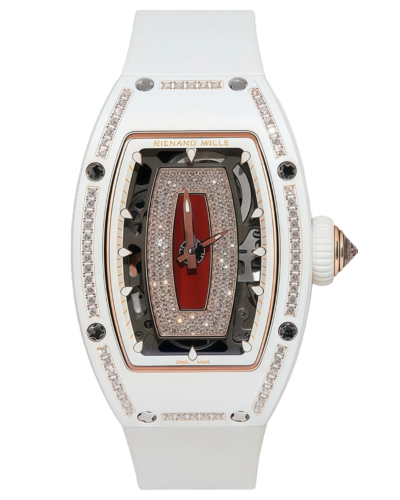 Премиальная реплика Richard Mille RM07-01 White Ceramic 1 Row Diamonds (Red Lips)