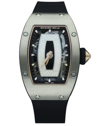 Премиальная реплика Richard Mille RM07-01 Plain (Black Lips), гладкий серебристый безель