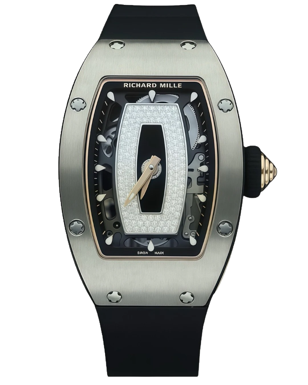 Richard Mille RM07-01 Plain (Black Lips), гладкий серебристый безель