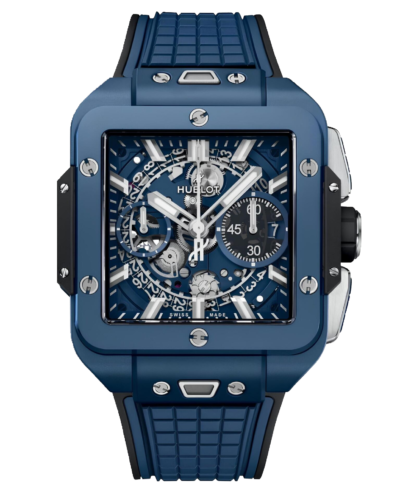 Премиальная реплика Hublot Square Bang Unico Blue Ceramic 821.EX.5170.RX
