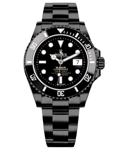 Премиальная реплика Rolex Submariner Blaken, с жёлтой надписью на циферблате