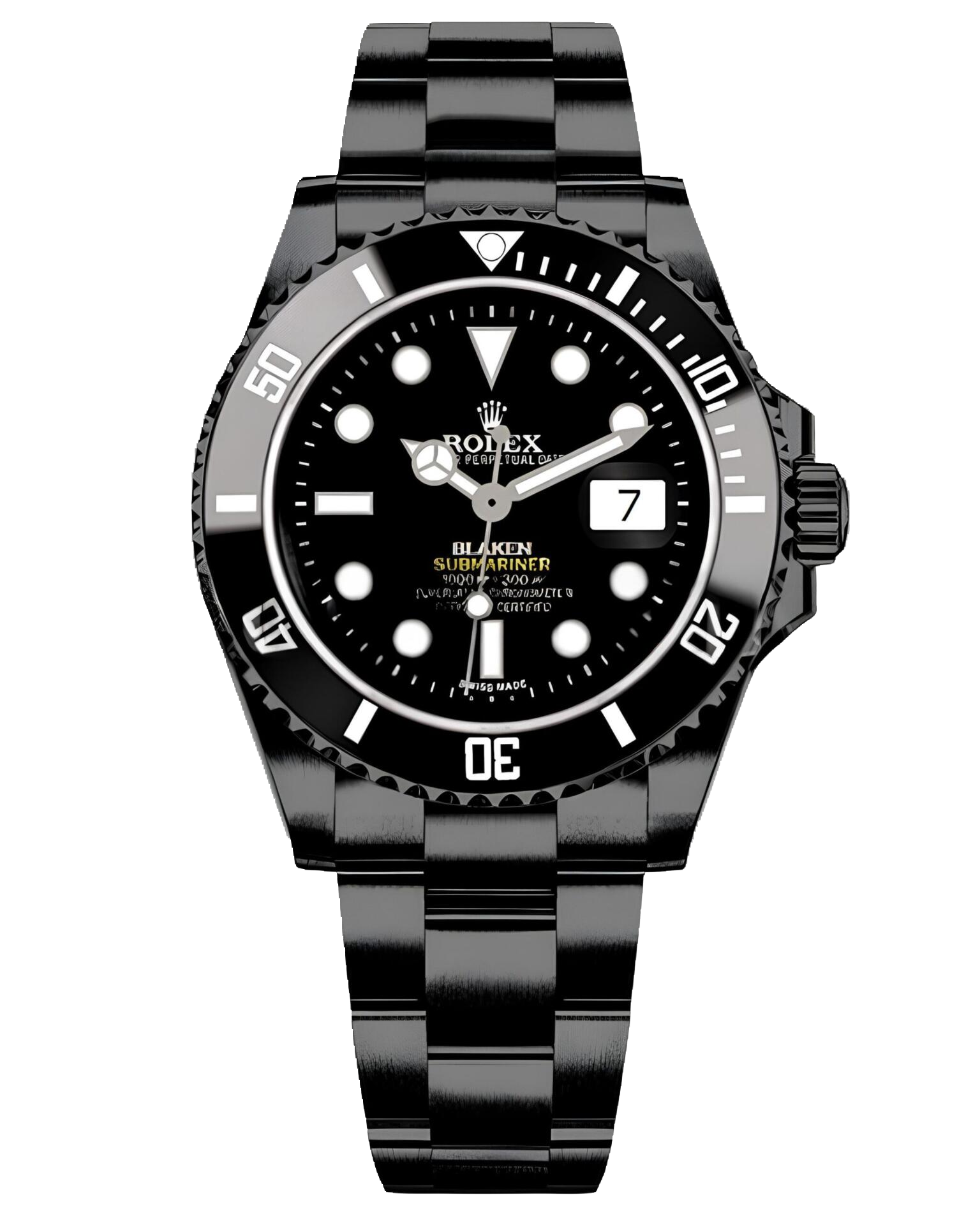 Rolex Submariner Blaken, с жёлтой надписью на циферблате