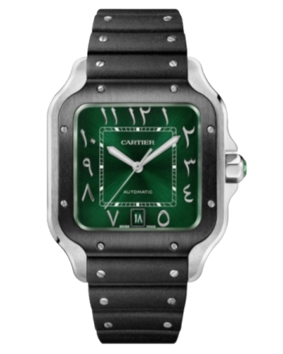 Премиальная реплика Cartier Santos Arabic Dial Green Large WSSA0055