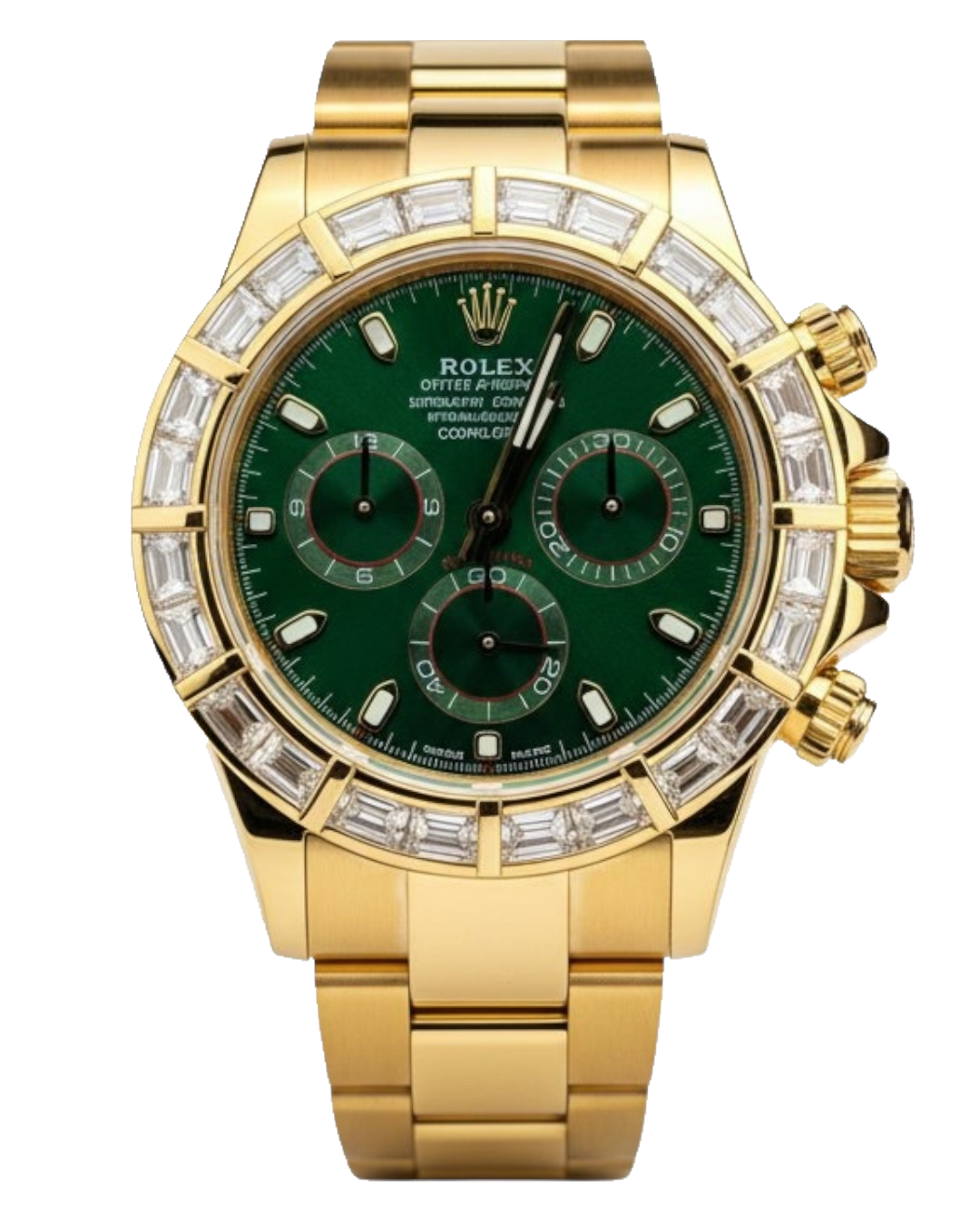 Rolex Cosmograph Daytona Green Dial Baguette Bezel 116601RBOW