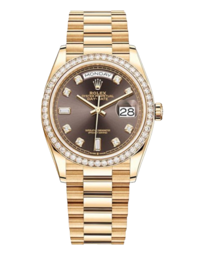 Премиальная реплика с позолотой Rolex Day-Date Ladies 128348RBR Gold & Brown