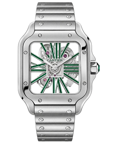 Премиальная реплика Cartier Santos de Cartier Large Skeleton WHSA0028