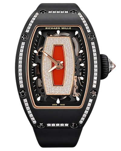 Премиальная реплика Richard Mille RM07-01 Black Ceramic 1 Row Diamonds (Red Lips)