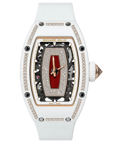 Премиальная реплика Richard Mille RM07-01 White Ceramic 1 Row Diamonds (Red Lips)