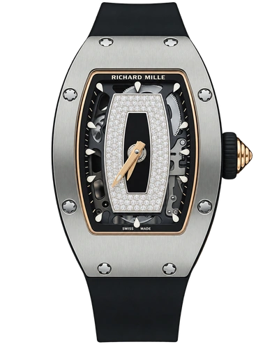 Премиальная реплика Richard Mille RM07-01 Plain (Black Lips), гладкий серебристый безель