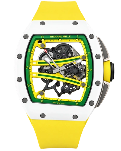 Премиальная реплика Richard Mille RM61-01 Replica Watch Green Dial Yellow Rubber Strap ZF